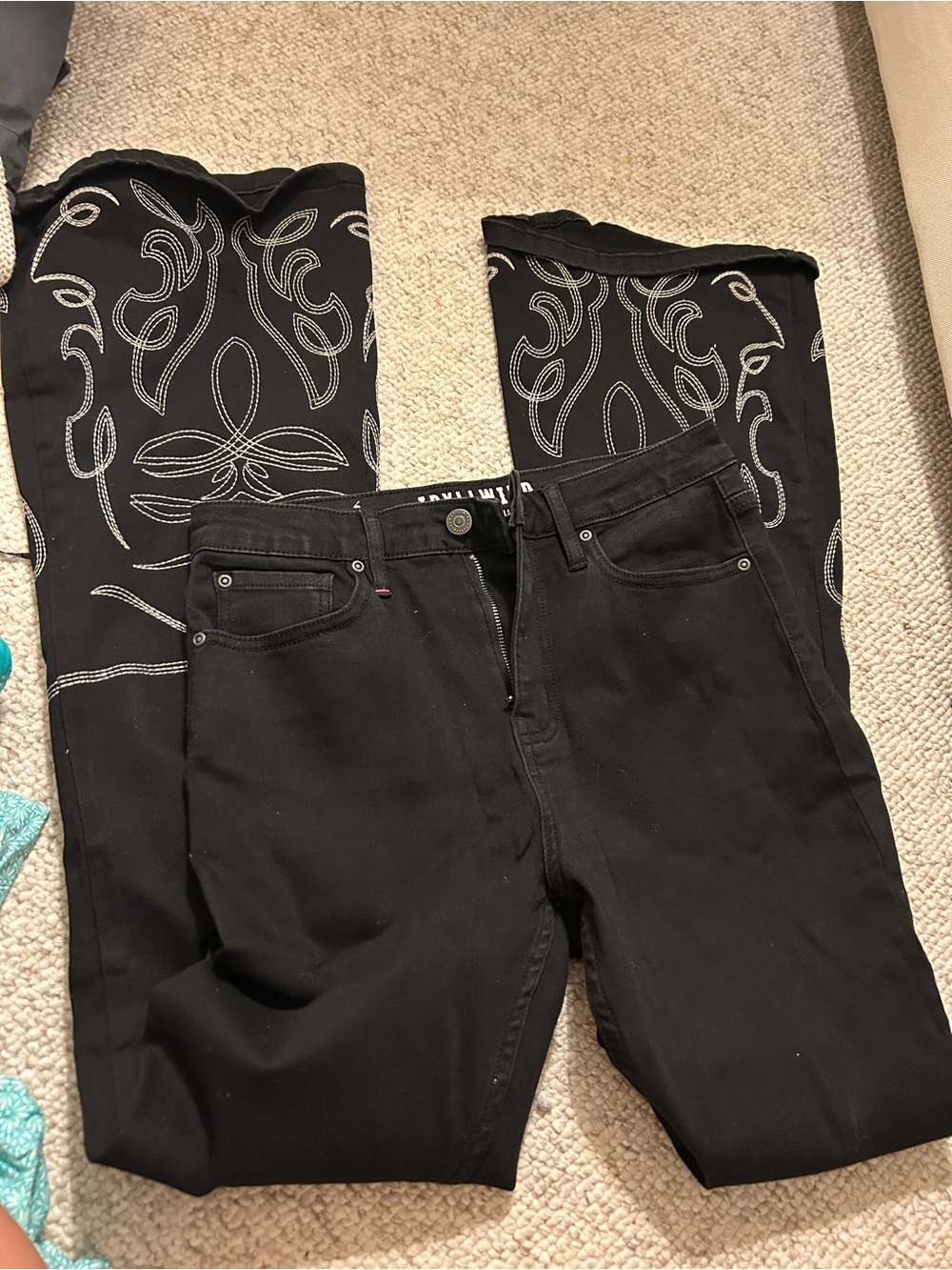 Idyllwind Black Bootcut Jeans with White Stitch Detail